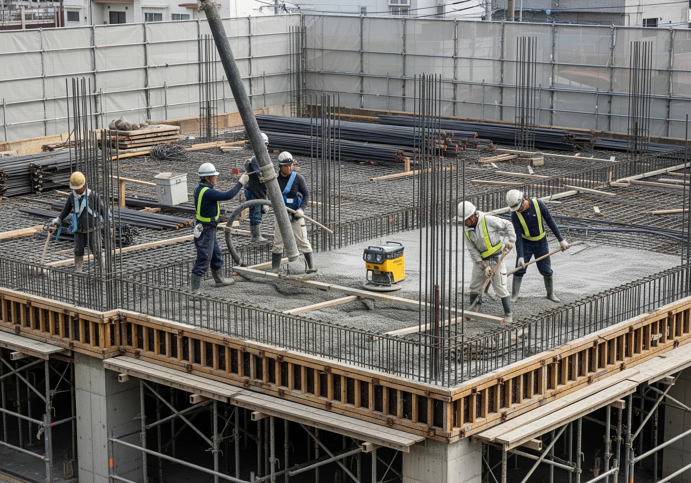 鉄筋コンクリート造の建物工事現場